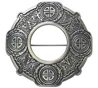Kilt Fly Plaid Brooch - Handcrafted Classic Pewter Celtic Knot Design Antique, Traditional Scottish Kilt Pin and Celtic Cape Sash for Men, Perfect Kilt Accessories (Brass - Antique)