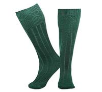 Kilt Hose for men, Traditional Scottish Socks for Kilts Pull Up To Cuff Over Your Hose Flashes, Casual Leg Warmer (GREEN, Medium)