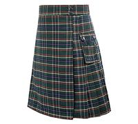 Kilt Men's Scottish Traditional Kilt Men's Long Goth Scottish Checked Kilt Pleated Skirt Checked Retro Skirt Fashionable Mini Skirt Tartan Utility Tartan Skirt with High Waist, O Army Green, L