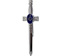 Kilt Pin Masonic Badge On Sword Thistle Handle Freemason Polished Silver Finish Freemasons Pin Badges Scottish Gifts for Men