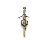 Kilt Pins - Antique Brass Celtic & Thistle Style Brooch with Swirl Knotwork Design, 10cm Scottish Tartan Kilt Accessory for Men & Women, Traditional Highland Attire Pin (Thistle Round - Antique Brass)