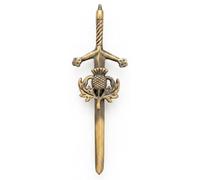 Kilt Pins - Antique Brass Celtic & Thistle Style Brooch with Swirl Knotwork Design, 10cm Scottish Tartan Kilt Accessory for Men & Women, Traditional Highland Attire Pin (Thistle 2 - Antique)