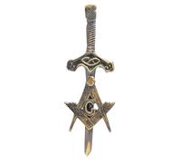 Kilt Pins - Antique Brass Celtic & Thistle Style Brooch with Swirl Knotwork Design, 10cm Scottish Tartan Kilt Accessory for Men & Women, Traditional Highland Attire Pin (Masonic - Antique Brass)