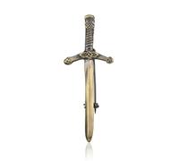 Kilt Pins - Antique Brass Celtic & Thistle Style Brooch with Swirl Knotwork Design, 10cm Scottish Tartan Kilt Accessory for Men & Women, Traditional Highland Attire Pin (Thistle Hilt - AntBrass)