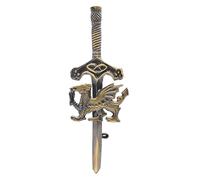 Kilt Pins - Antique Brass Celtic & Thistle Style Brooch with Swirl Knotwork Design, 10cm Scottish Tartan Kilt Accessory for Men & Women, Traditional Highland Attire Pin (Welsh Dragon -)