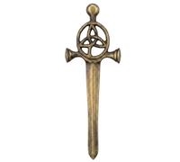 Kilt Pins - Antique Brass Celtic & Thistle Style Brooch with Swirl Knotwork Design, 10cm Scottish Tartan Kilt Accessory for Men & Women, Traditional Highland Attire Pin (Trinity knot - Antique)