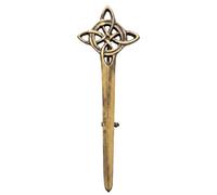 Kilt Pins - Antique Brass Celtic & Thistle Style Brooch with Swirl Knotwork Design, 10cm Scottish Tartan Kilt Accessory for Men & Women, Traditional Highland Attire Pin (Celtic Knot - Antique Brass)