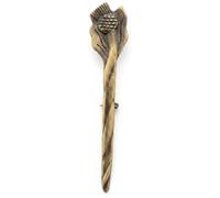 Kilt Pins - Antique Brass Celtic & Thistle Style Brooch with Swirl Knotwork Design, 10cm Scottish Tartan Kilt Accessory for Men & Women, Traditional Highland Attire Pin (Scottish Thistle - Antique)