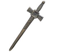 Kilt Pins for Men - Deluxe Swirl Celtic Knot Work Thistle Desgin Sword - Kilt Pin Brooches for Scottish Highland Dress Wear Accessory (Sword Broad - Brass Antique)