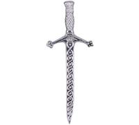 Kilt Pins for Men - Silver Finish 4 Inches (10cm) Swirl Celtic Knot Work, Women’s Pin & Brooches, Solid Brass Traditional Scottish Highland Attire (Celtic Sword - Chrome)