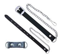 Kilt Sporran Chain Belt with D-Loop, Black Leather Heavy-Duty Chain Antique Chrome Finish- Adjustable Scottish Kilt Accessory for Men, Fits Sporrans & Highland Wear (Black - Chrome)