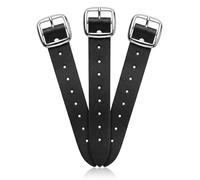Kilt Strap Extension 3-Piece Set - Black Genuine Leather Straps, Heavy-Duty Chrome Buckles, Scottish Kilt Extender 7" Length x 1.25" Wide, Highland Kilts Accessory