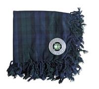 Kilts Boutique Black Watch Tartan Fly Plaid with Celtic Brooch Stone - Scottish Kilt Accessory, Acrylic-Wool, 48" x 48"