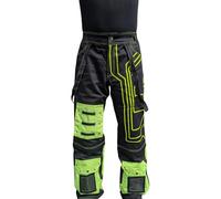 Kilts Boutique Cyberpunk Cargo Trousers, Black with Neon Yellow Circuit Print, Convertible to Shorts, Multi-Pocket Design (UK, Waist, 40, Regular, Regular)