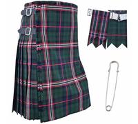 Kilts for Men - Traditional Scottish Tartan 5 Yards 16oz Premium Acrylic Wool, Handmade tartan kilts with 3 Leather Strap - Include Kilt Flashes and Kilt Pin (Scottish National, Belly Button 34")