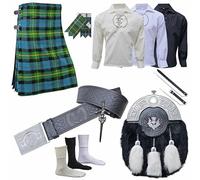 Kilts for Men - Traditional Scottish Tartan, 8 Yards,16oz Premium Acrylic Wool, Full Outfit Thistle with Sporran, Buckle, Brooch, Kilt Pin, Leather Belt, Shirt