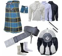 Kilts for Men - Traditional Scottish Tartan, 8 Yards,16oz Premium Acrylic Wool, Full Outfit Thistle with Sporran, Buckle, Brooch, Kilt Pin, Leather Belt, Shirt (Anderson, Belly Button 30")
