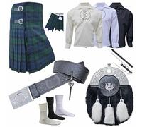 Kilts for Men - Traditional Scottish Tartan, 8 Yards,16oz Premium Acrylic Wool, Full Outfit Thistle with Sporran, Buckle, Brooch, Kilt Pin, Leather Belt, Shirt