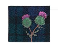 Kilts Wi Hae Black Highland Thistle Harris Tweed & Leather Bi-Fold Wallet