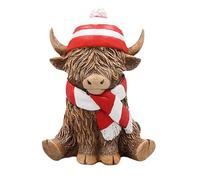 Kilts Wi Hae Cute Red And White Scarf And Hat wearing Highland Cow Coo Statue