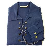 Kilts Wi Hae Deluxe Jacobite Culloden Jacobean Ghillie Shirt - Navy Blue. Own Brand. Sizes Extra Small to 4XL