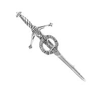 Kilts Wi Hae Elliot Clan Crest Pewter Sword Kilt Pin, silver