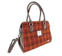 Kilts Wi Hae Harris Tweed Burnt Dark Orange Tartan Check Midi Tote Handbag Purse
