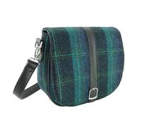 Kilts Wi Hae Harris Tweed Dark Blue Turquoise Tartan Check Beauly Shoulder Handbag Purse