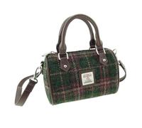 Kilts Wi Hae Harris Tweed Kilbride Mini Bowling Bag in Dark Green & Plum Tartan