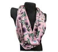 Kilts Wi Hae Ladycrow Silks Luxurious Silk Satin Scarf In Blush Pink With Thistle Detail