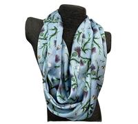 Kilts Wi Hae Ladycrow Silks Luxurious Silk Satin Scarf In Cornflower Blue With Thistle Detail