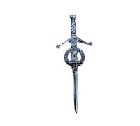 Kilts Wi Hae MacLean Clan Crest Pewter Sword Kilt Pin, silver