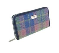 Kilts Wi Hae Pastel Blue Green Pink Tartan Check Harris Tweed Ladies Zip Round Purse Wallet