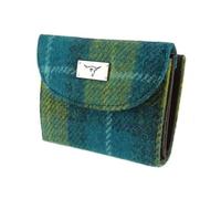 Kilts Wi Hae Sea Blue & Green Tartan Check Harris Tweed Jura Short Ladies Purse Wallet