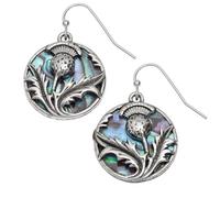 Kilts Wi Hae Tide Jewellery Inlaid Paua Shell Scottish Thistle Dangle Drop Earrings