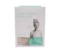 Kilts Wi Hae Twin Pack Grey & Mint Green Lightweight Design Microfiber Hair Turban Towel