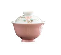 KILUOMUG 100ml/3.5oz Chinese household simple and exquisite pink glaze hand-painted peach blossom two bowls-cherry powder