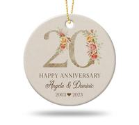 KilyHome Personalized 20th Wedding Anniversary Ornament - Unique & Never Fade Gift, 20 Years Wedding Anniversary Decorations for Parents, Couple and Friends Hanging on Christmas Tree.