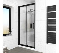 Kim 1000 Matte Black Walk In Bi Folding Shower Tempered Glass Door Screen Panel