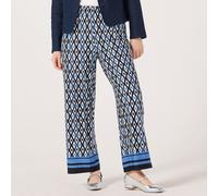 Kim & Co Border Print Brazil Jersey Ankle Length Petite Trousers BLACK,BLUE MULTI 2XL