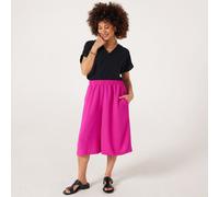 Kim & Co Crinkle Poplin Elastic Waist Knee Length Petite Culottes BLACK 2XL