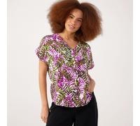 Kim & Co Crinkle Poplin Short Dolman Sleeve Shirt PINK MULTI EXTRA SMALL
