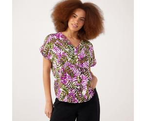Kim & Co Crinkle Poplin Short Dolman Sleeve Shirt PINK MULTI EXTRA SMALL
