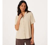Kim & Co Crinkle Poplin Short Sleeve Sophia Relaxed Shirt ECRU 2XL