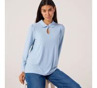 Kim & Co Deluxe Brazil Jersey Peter Pan Collar Top DUSKY BLUE 2XL