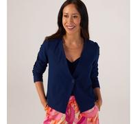 Kim & Co Deluxe Denim Knit Cropped Jacket with Button BLACK LARGE