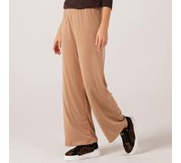 Kim & Co Divine Knit Elasticated Kim Wide Leg Standard Trousers MOCCA EXTRA SMALL