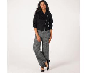 Kim & Co Mini Plaid Boucle Knit Yelena Wide-Leg Trousers Petite BLACK MULTI 3XL