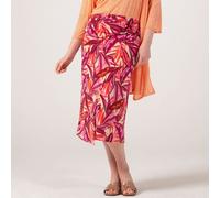 Kim & Co Printed Brazil Jersey Asymetric Midi Skirt PINK TANGERINE EXTRA SMALL