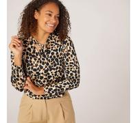 Kim & Co Printed Brazil Jersey Long Sleeve Bow Top GREEN MULTI EXTRA SMALL